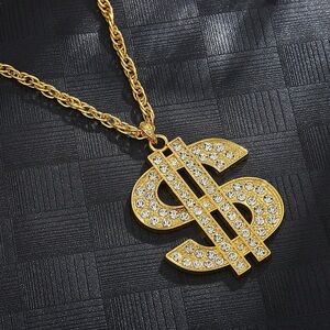 Gold Dollar Sign Pendant Necklace